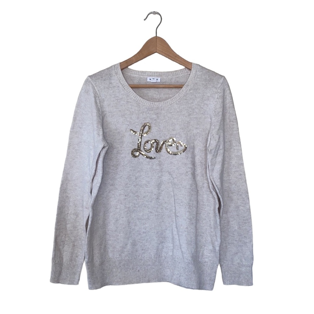 Westport Love Sequin Cream Sweater M